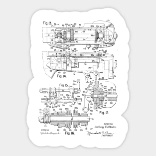 Zigzag Mechanism for Sewing Machine Vintage Patent Hand Drawing Sticker